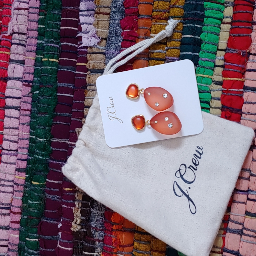 ❤️Orange gold hypoallergenic ear post glass earrings